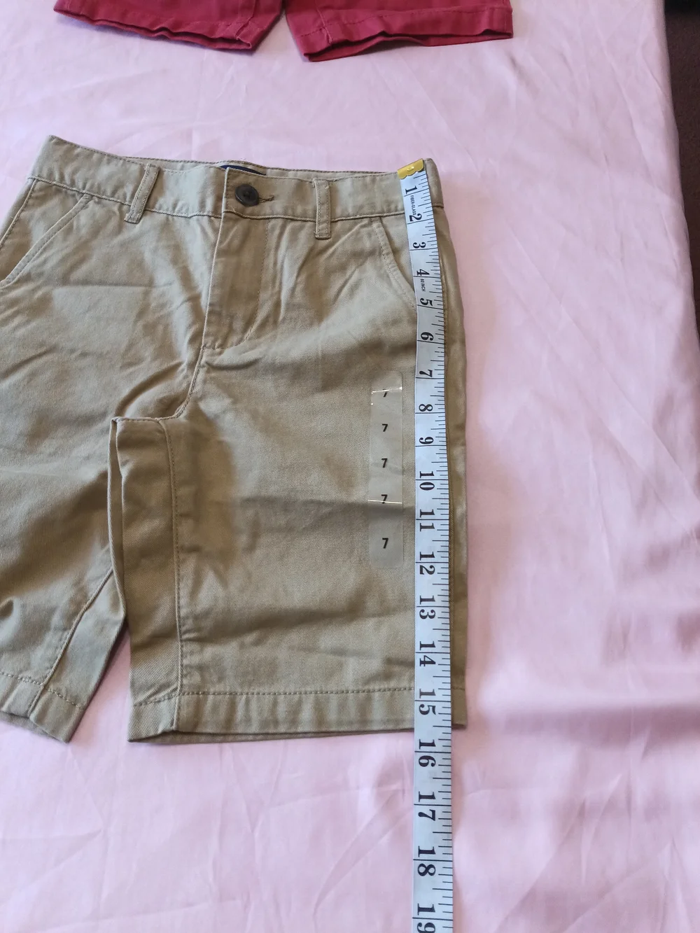 The Children's Place Red and Khaki Boys' Chino Shorts - Set Of 2 Sz. 7